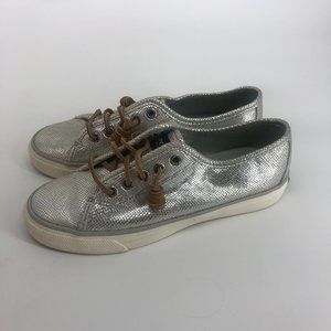 Sperry Metallic Silver Boat Deck Casual Shoes 6